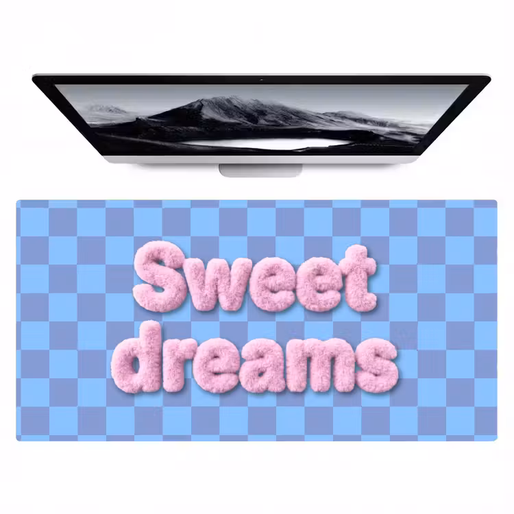 Bureau onderlegger - Sweet dreams - Vierkanten - Roze - Blauw — 1