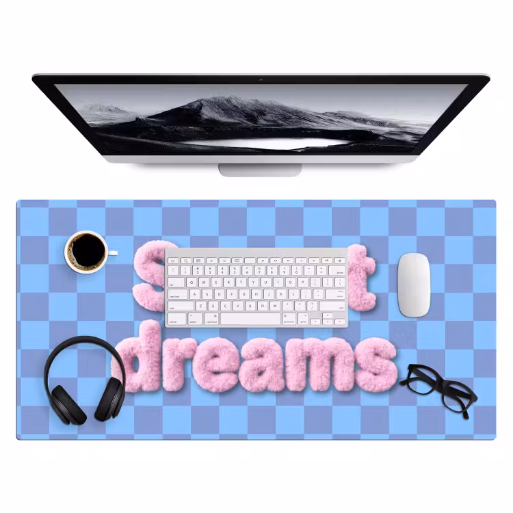 Bureau onderlegger - Sweet dreams - Vierkanten - Roze - Blauw — 4
