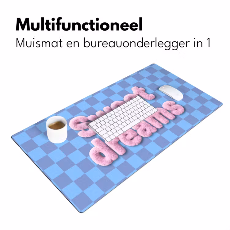 Bureau onderlegger - Sweet dreams - Vierkanten - Roze - Blauw — 7