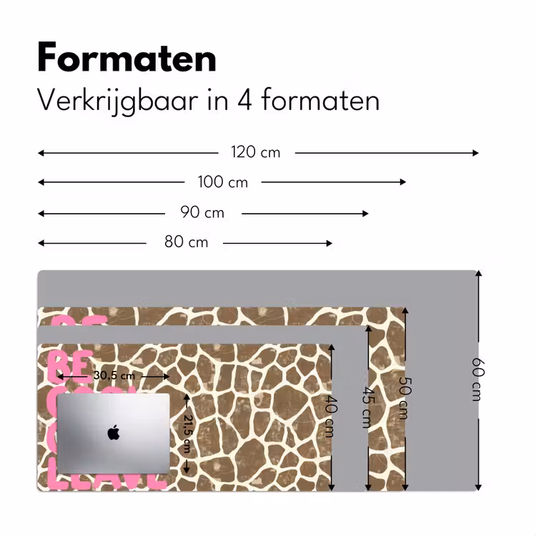 Bureau onderlegger - Tekst - Be cool or leave - Roze - Giraffenprint — 8