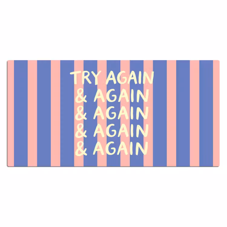 Bureau onderlegger - Try again - Strepen - Roze - Verticaal - Blauw — 2