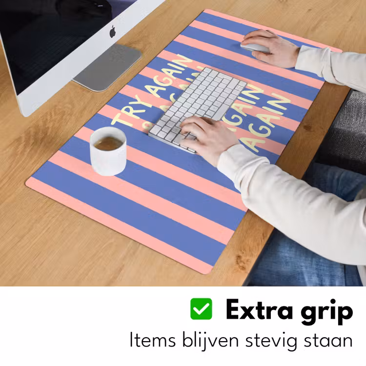 Bureau onderlegger - Try again - Strepen - Roze - Verticaal - Blauw — 6
