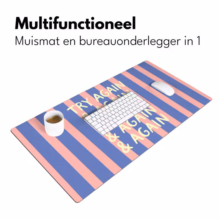 Bureau onderlegger - Try again - Strepen - Roze - Verticaal - Blauw — 7