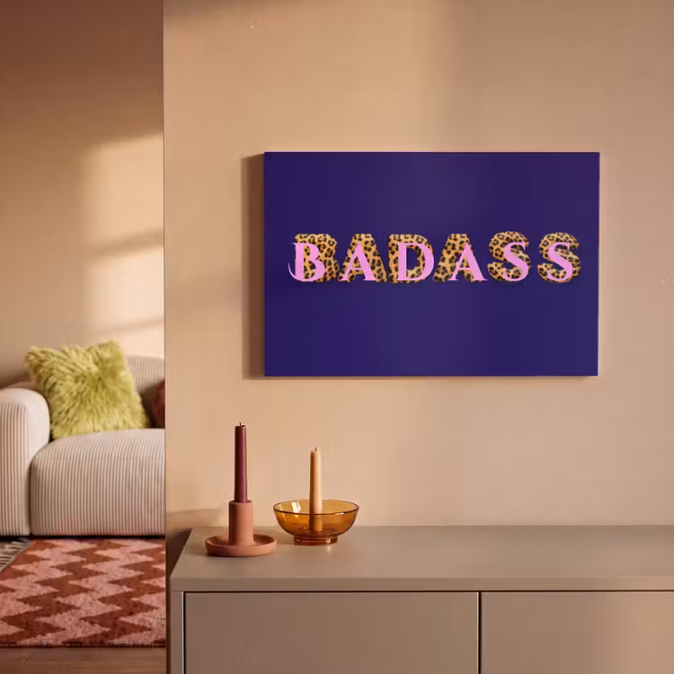 Canvas schilderij - Badass - Panterpint - Schaduw - Roze — 1