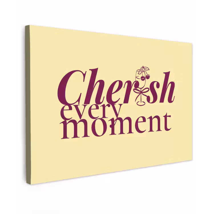 Canvas schilderij - Cherish every moment - Cocktailglas - Geel — 1