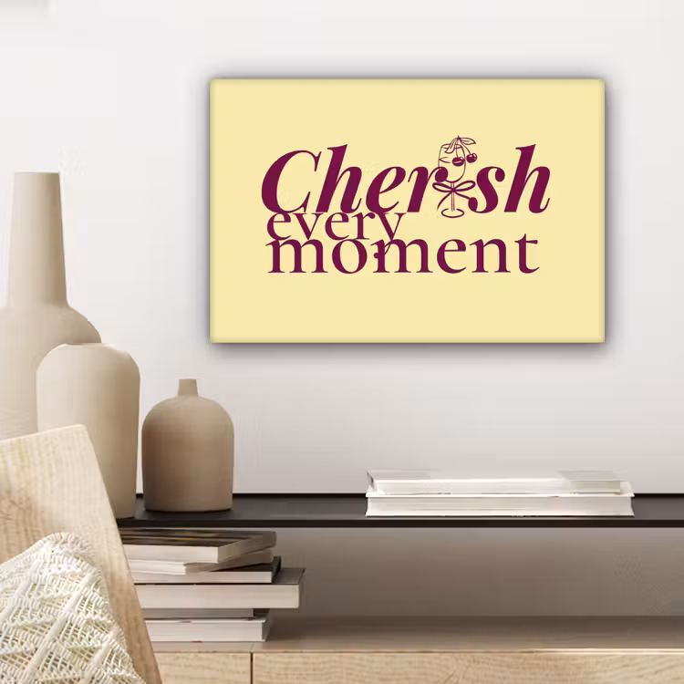 Canvas schilderij - Cherish every moment - Cocktailglas - Geel — 5