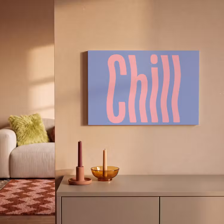 Canvas schilderij - Chill - Roze - Blauw - Golvend — 2