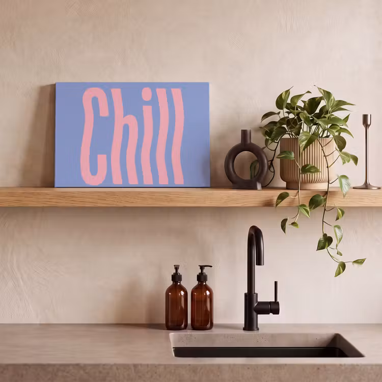 Canvas schilderij - Chill - Roze - Blauw - Golvend — 3