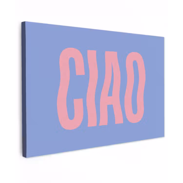 Canvas schilderij - Ciao - Roze - Blauw - Golvend — 1