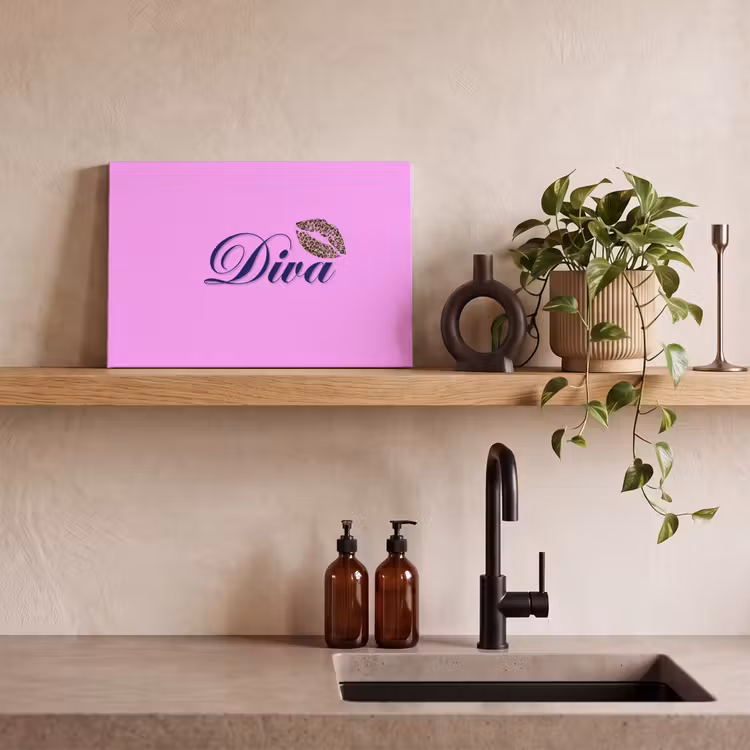 Canvas schilderij - Diva - Lip - Panterprint - Roze — 2