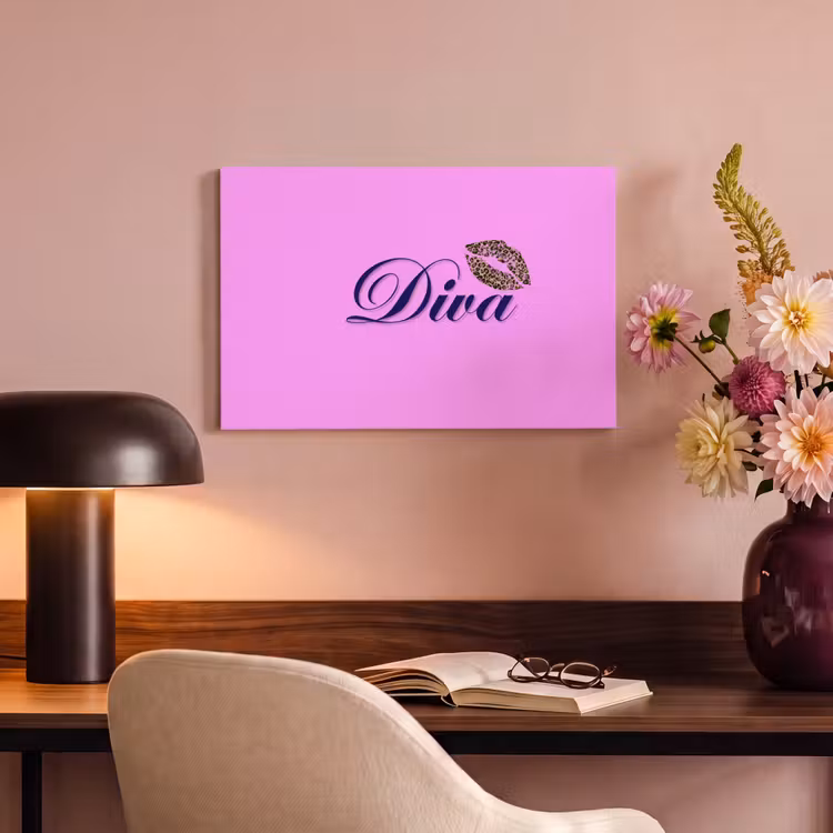 Canvas schilderij - Diva - Lip - Panterprint - Roze — 3