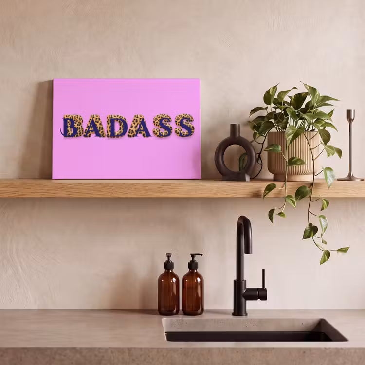 Canvas schilderij - Felroze - Badass - Panterprint - Schaduw — 2