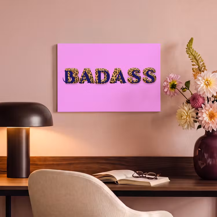 Canvas schilderij - Felroze - Badass - Panterprint - Schaduw — 3