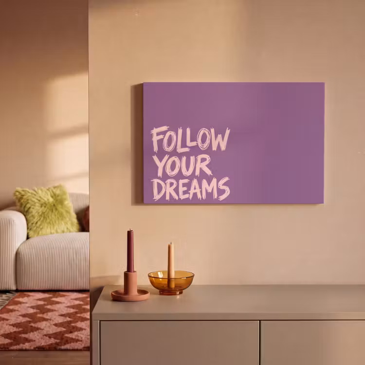 Canvas schilderij - Follow your dreams - Paars - Penseeltextuur — 2