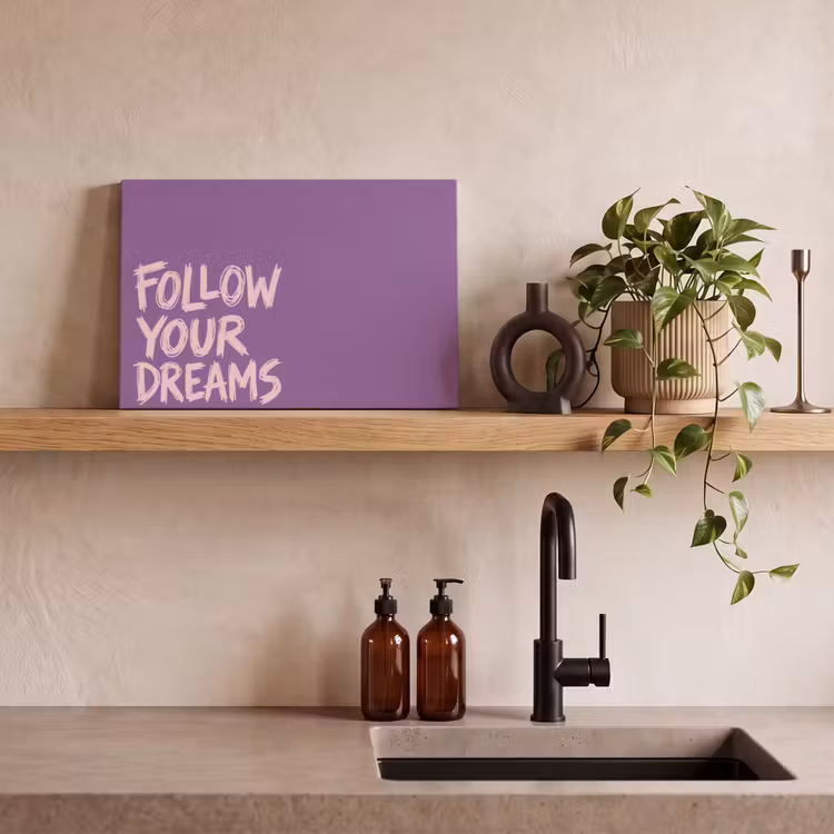 Canvas schilderij - Follow your dreams - Paars - Penseeltextuur — 3