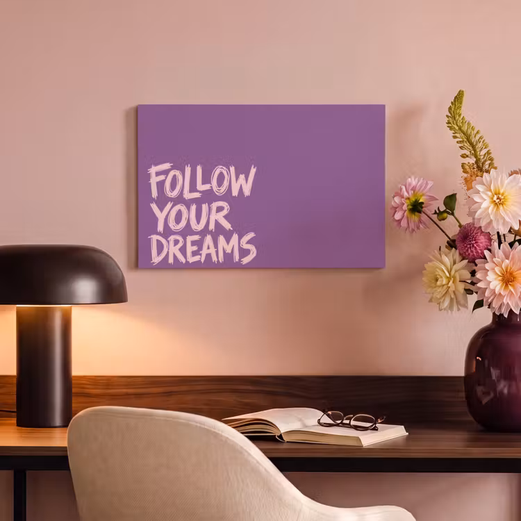Canvas schilderij - Follow your dreams - Paars - Penseeltextuur — 4
