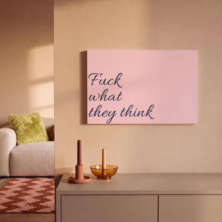 Canvas schilderij - Fuck what they think - Roze - Minimalistisch — 2