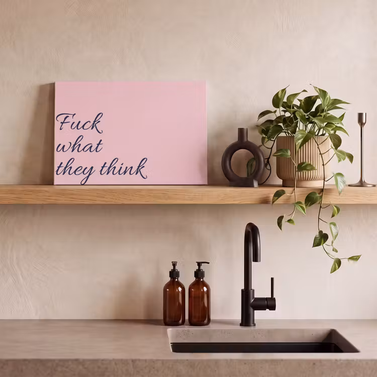 Canvas schilderij - Fuck what they think - Roze - Minimalistisch — 3