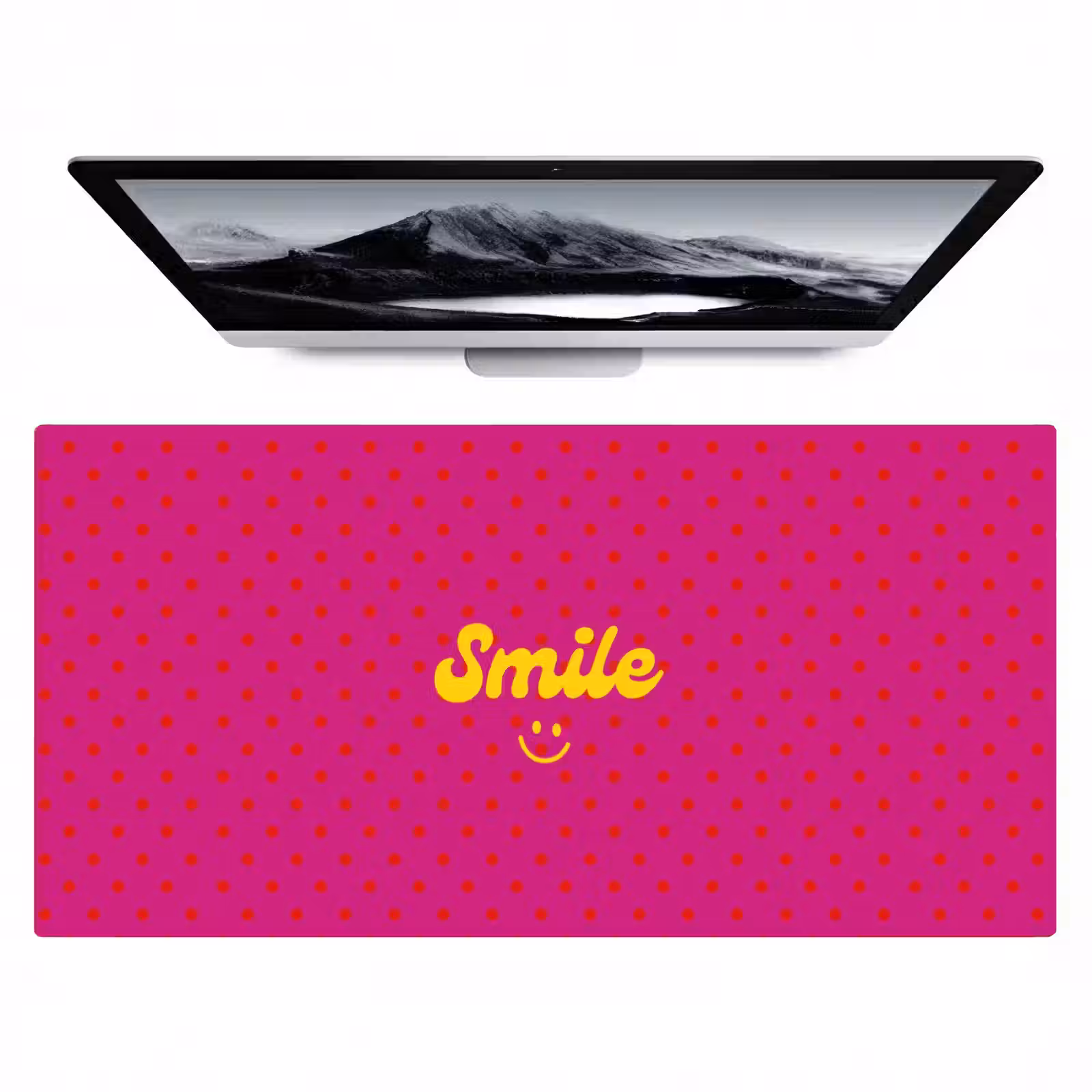 Bureau onderlegger - Smile - Stippen - Geel - Smiley - Roze — 1