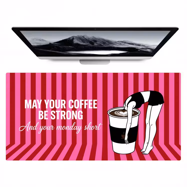 Bureau onderlegger - Roze - Strepen - Koffie - Maandag — 1