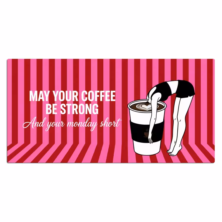 Bureau onderlegger - Roze - Strepen - Koffie - Maandag — 2