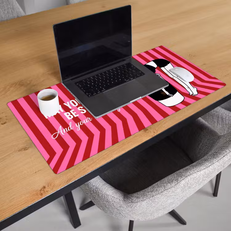 Bureau onderlegger - Roze - Strepen - Koffie - Maandag — 3