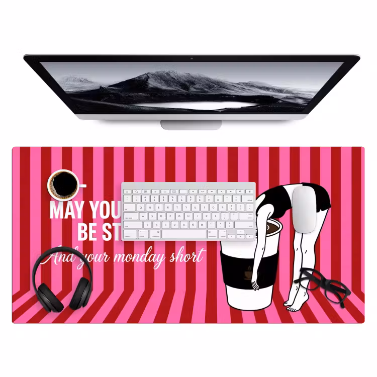 Bureau onderlegger - Roze - Strepen - Koffie - Maandag — 4