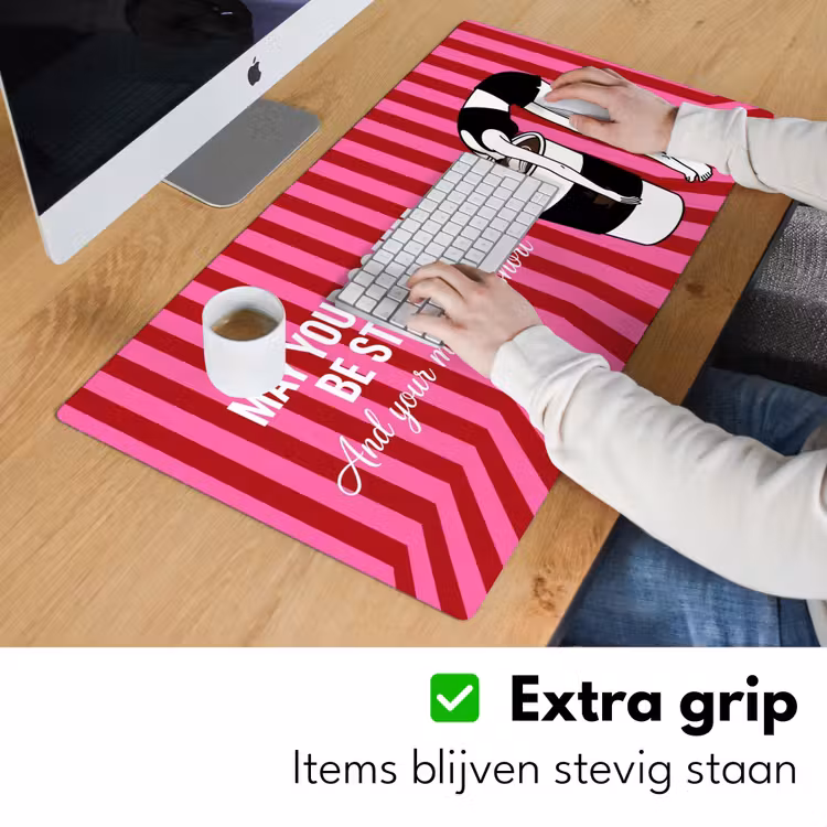 Bureau onderlegger - Roze - Strepen - Koffie - Maandag — 6