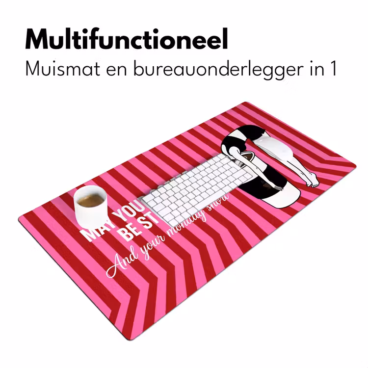 Bureau onderlegger - Roze - Strepen - Koffie - Maandag — 7