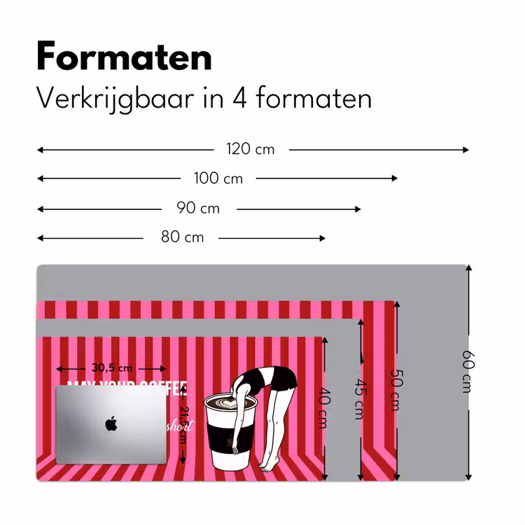 Bureau onderlegger - Roze - Strepen - Koffie - Maandag — 8