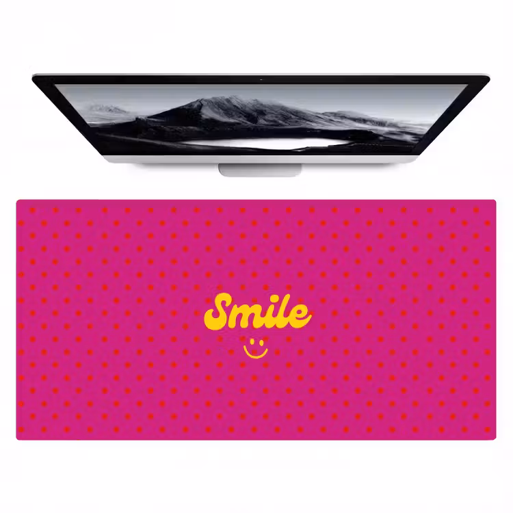 Bureau onderlegger - Smile - Stippen - Geel - Smiley - Roze — 1