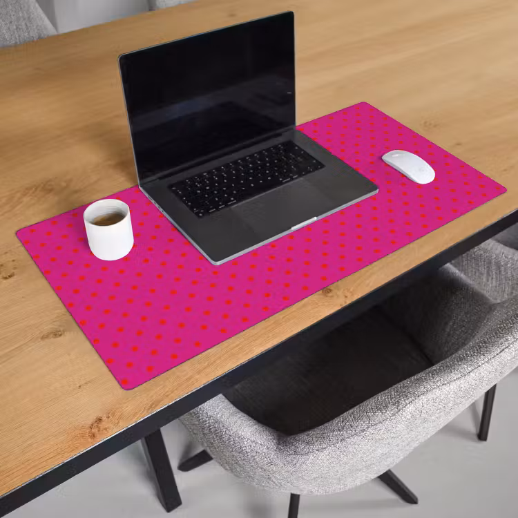 Bureau onderlegger - Smile - Stippen - Geel - Smiley - Roze — 3