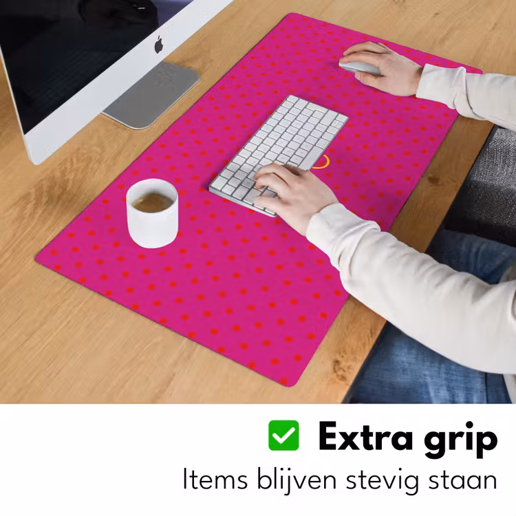 Bureau onderlegger - Smile - Stippen - Geel - Smiley - Roze — 6