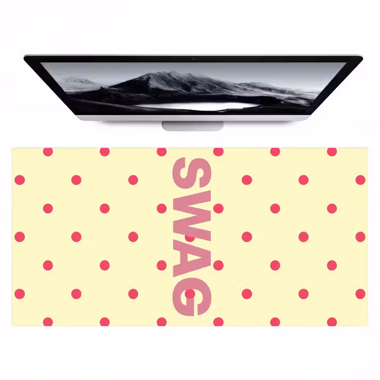 Bureau onderlegger - Swag - Roze - Stippen - Geel — 1