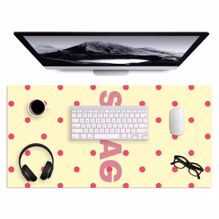 Bureau onderlegger - Swag - Roze - Stippen - Geel — 4