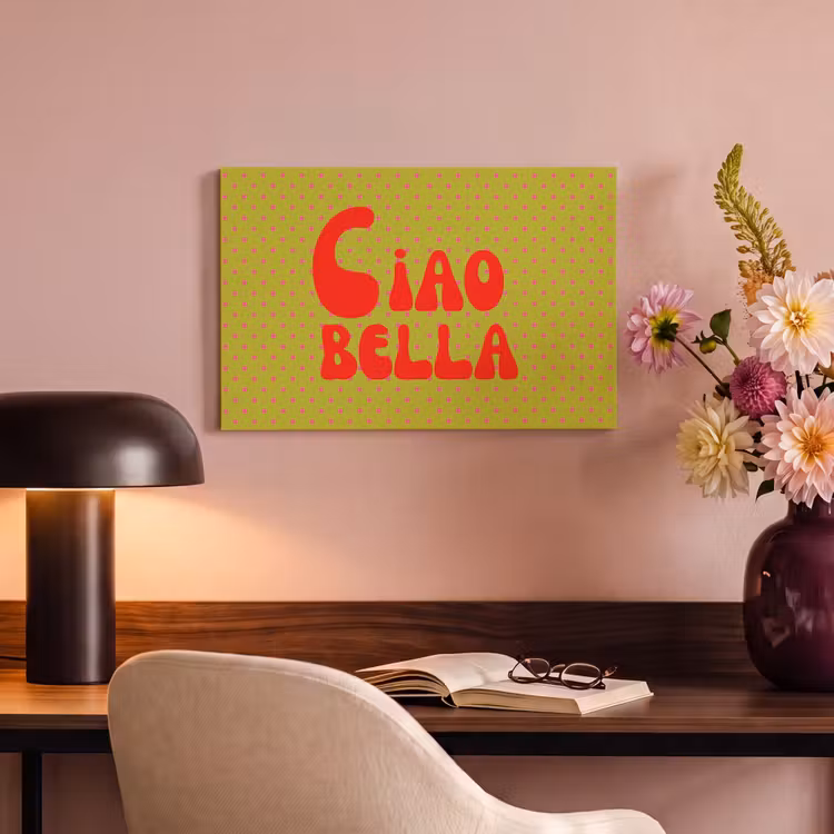 Canvas schilderij - Ciao bella - Rood - Groen - Stippen — 3