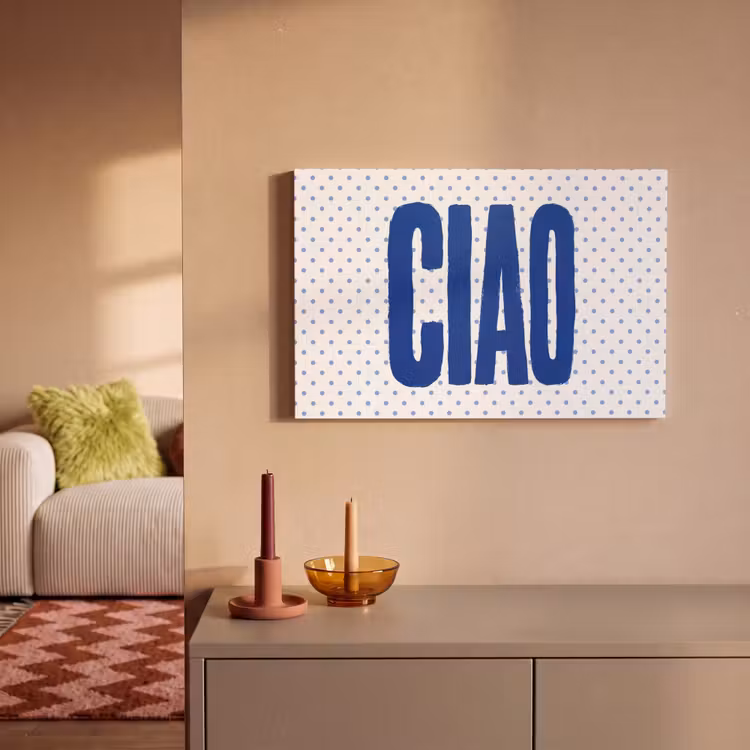 Canvas schilderij - Ciao - Blauw - Stippen — 1