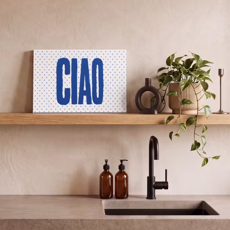 Canvas schilderij - Ciao - Blauw - Stippen — 2