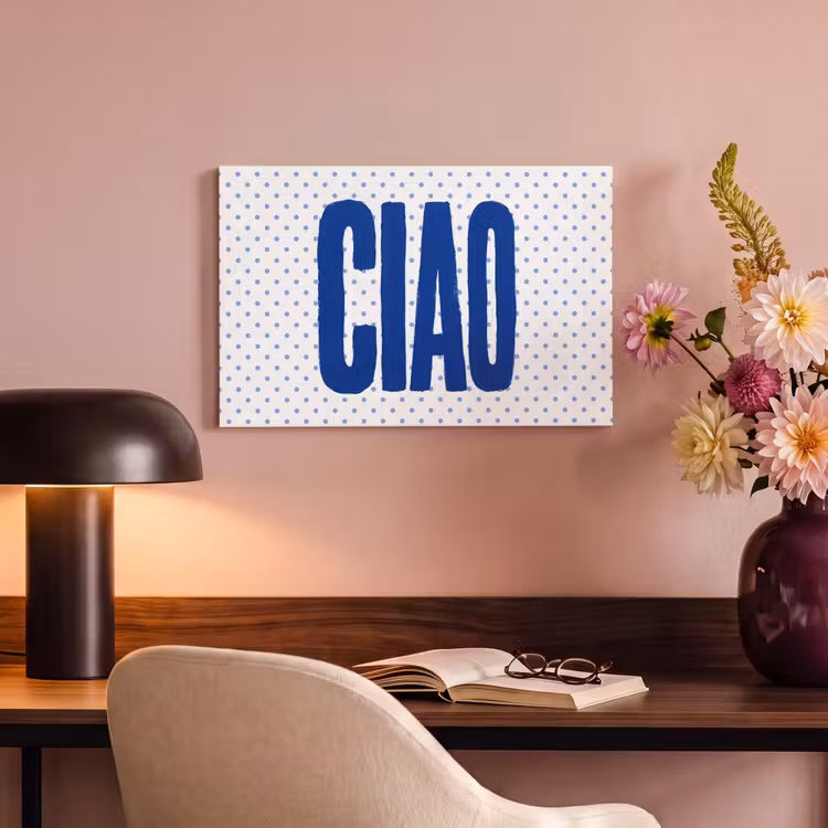 Canvas schilderij - Ciao - Blauw - Stippen — 3