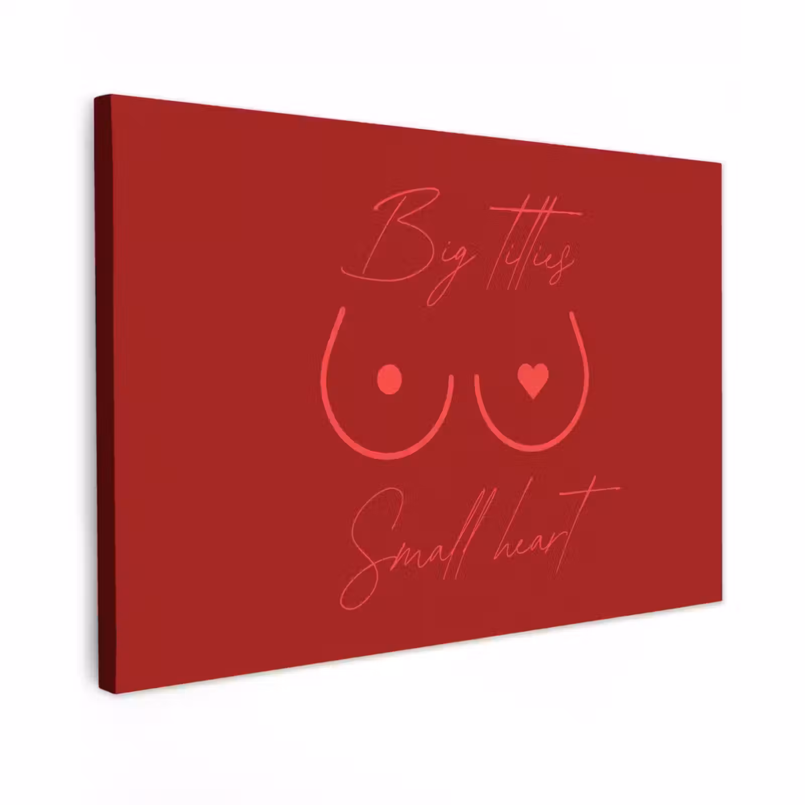 Canvas schilderij - Big titties small heart - Rood - Hart — 1