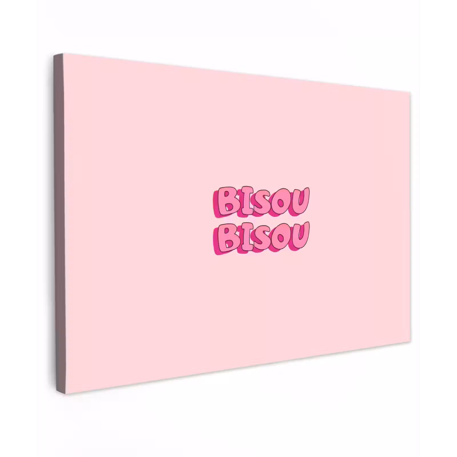 Canvas schilderij - Bisou - Roze - Schaduw — 1