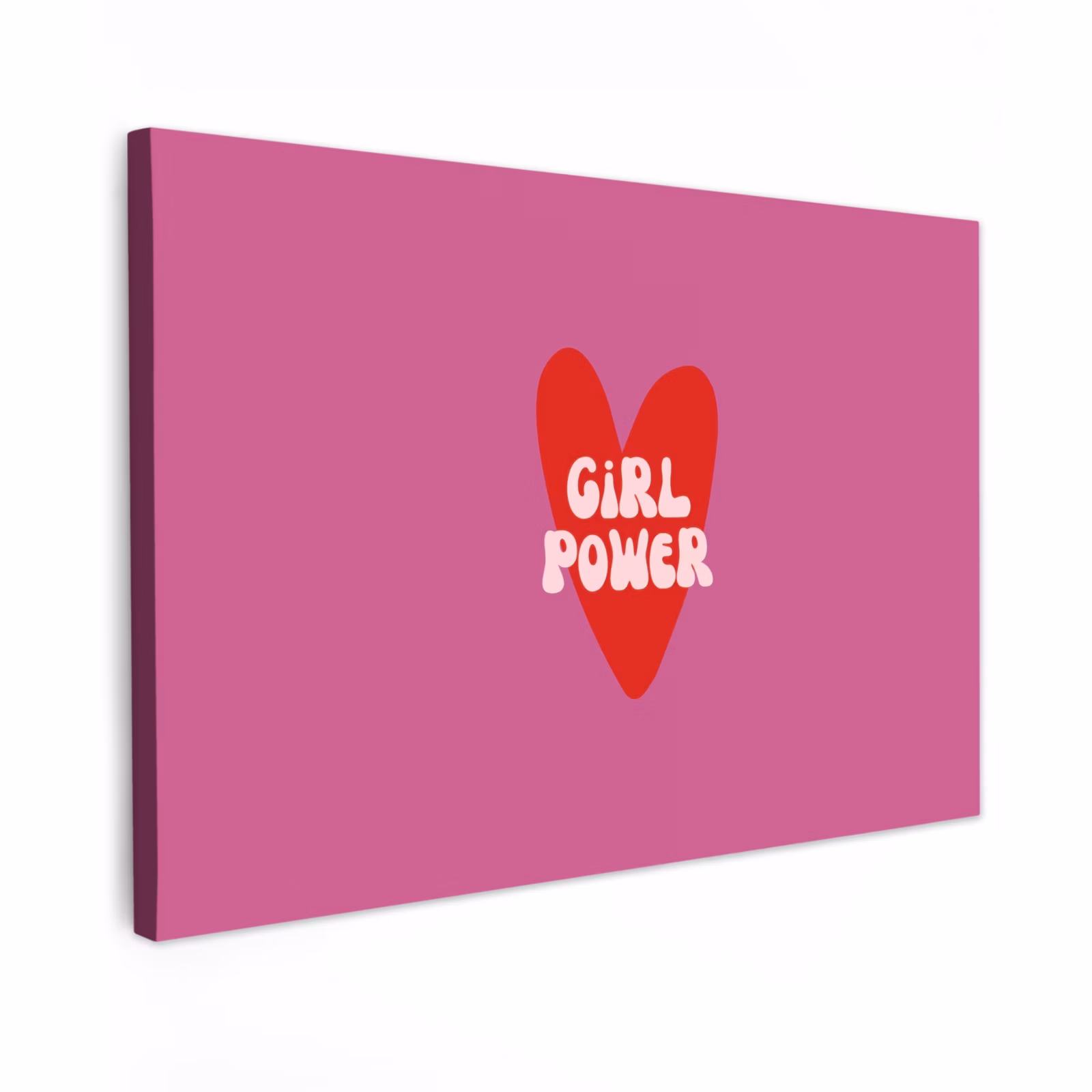 Canvas schilderij - Girl power - Hart - Roze - Rood — 1