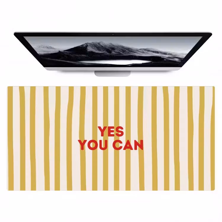 Bureau onderlegger - Strepen - Abstract - Yes you can - Rood — 1