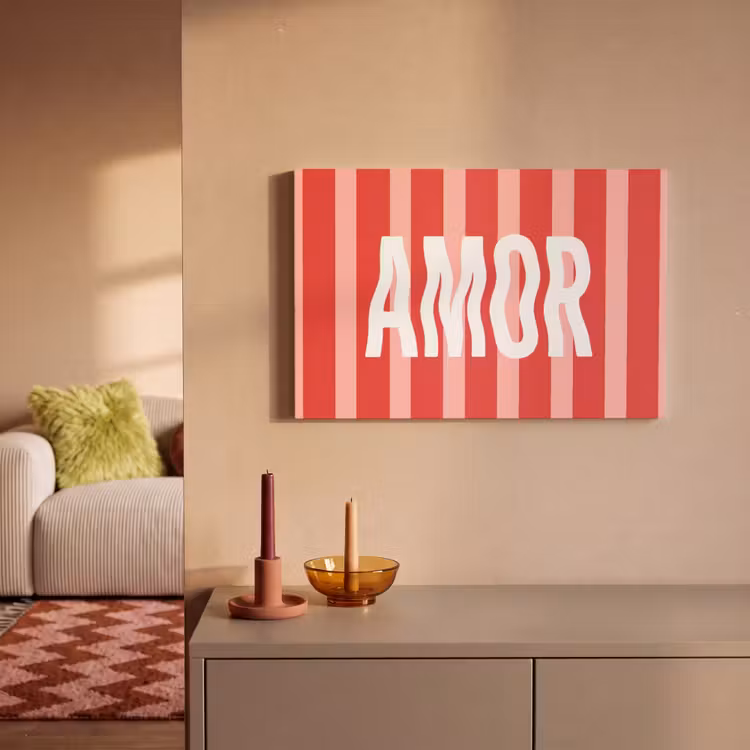 Canvas schilderij - Amor - Strepen - Rood - Roze — 2