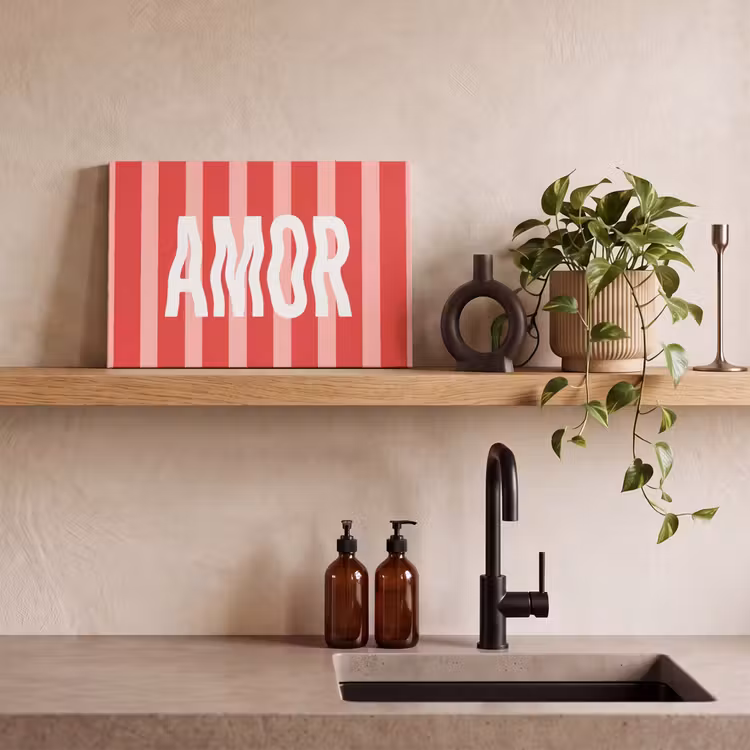 Canvas schilderij - Amor - Strepen - Rood - Roze — 3