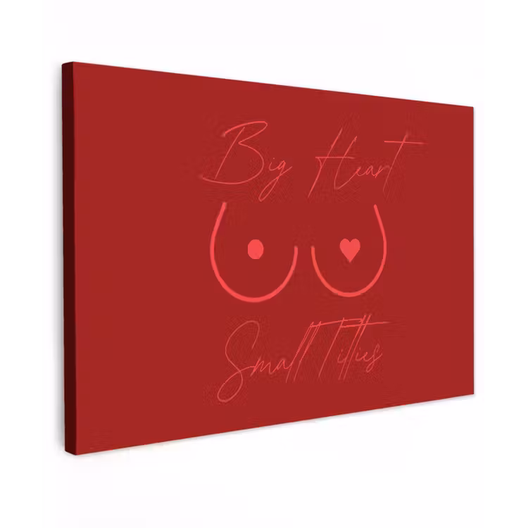 Canvas schilderij - big heart small titties - Hart - Rood — 1