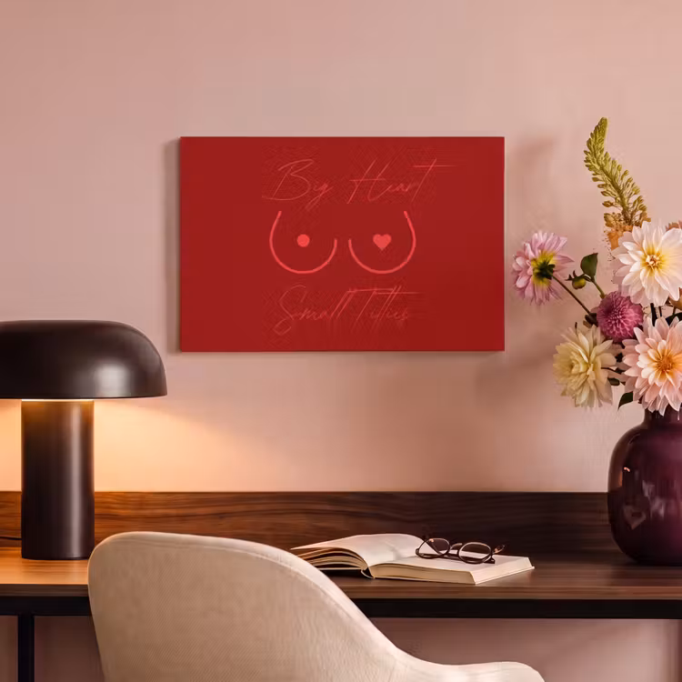 Canvas schilderij - big heart small titties - Hart - Rood — 4