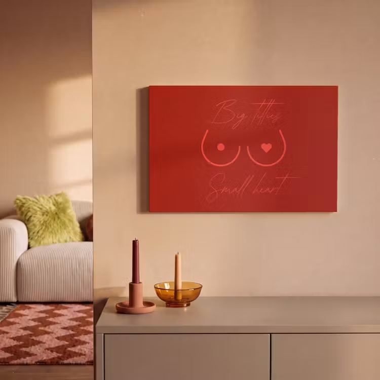 Canvas schilderij - Big titties small heart - Rood - Hart — 2