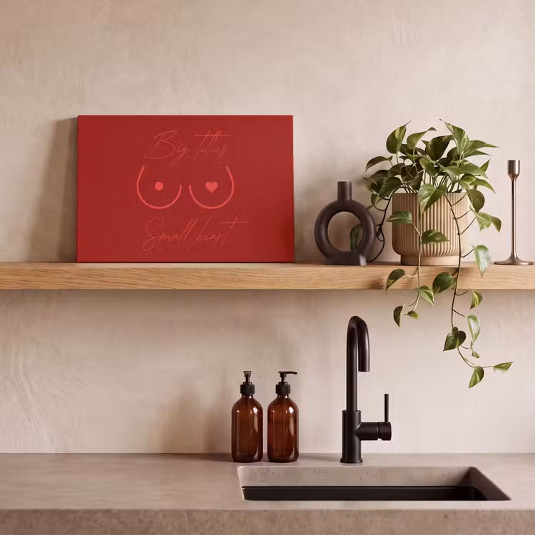 Canvas schilderij - Big titties small heart - Rood - Hart — 3