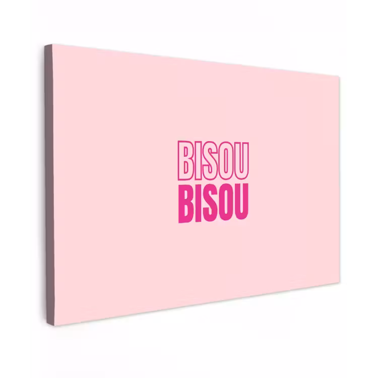 Canvas schilderij - Bisou - Roze - Minimalistisch — 1